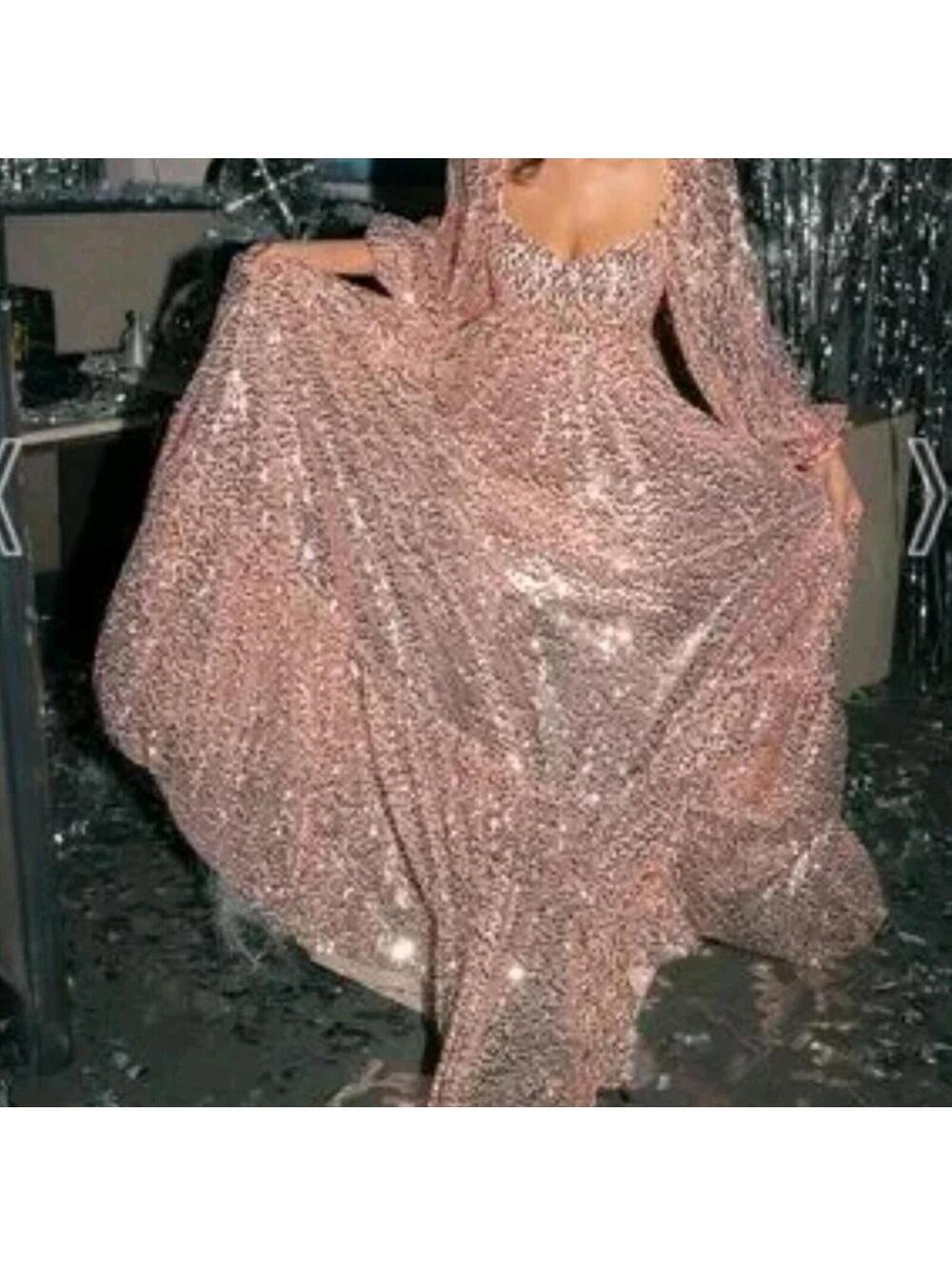X5 Selkie Rose Gold Sequin Princess Gown